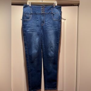 Women’s high waist stretch denim blue jeans size 16 Passion brand